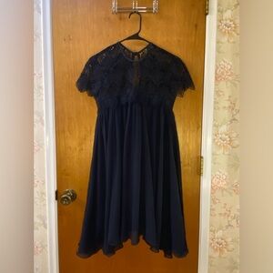 Lydia Bright by ASOS Navy Blue Crochet Trapeze Dress